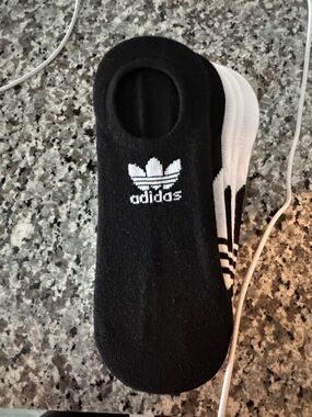 adidas No-Show Athletic Socks - Black & White (5-Pack)